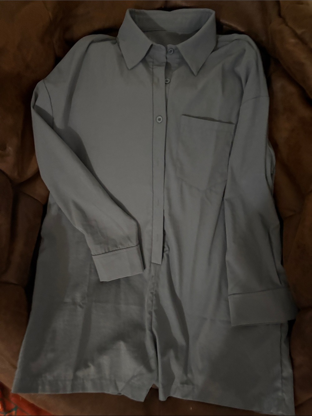 Old Navy Gray Button-Up Long Sleeve shorts Jumpsuit